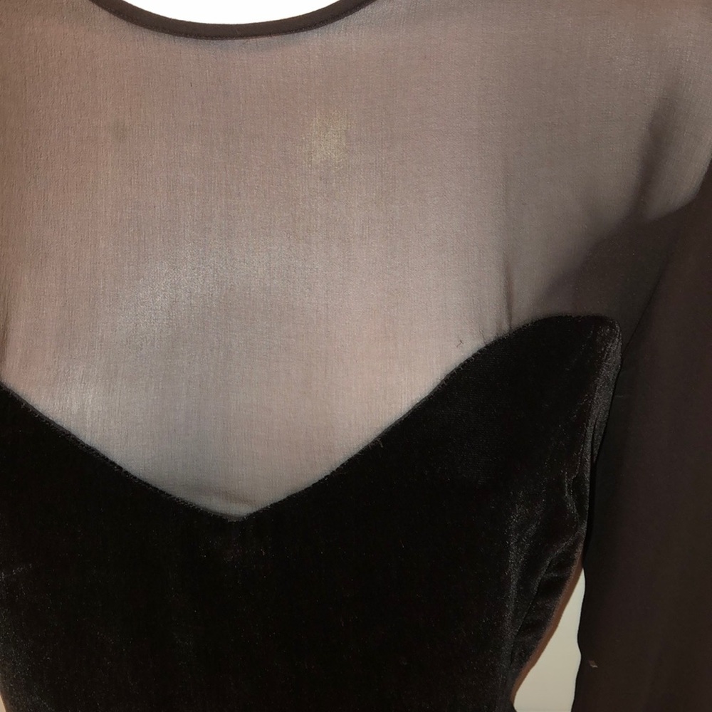 VINTAGE BLOOMINGDALES VELVET & SILK HOLIDAY DRESS - Picture 2 of 5